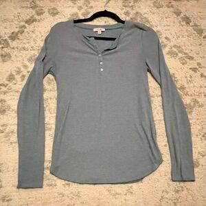 P.S. Love Gray Henley Long Sleeve Shirt Women’s Small